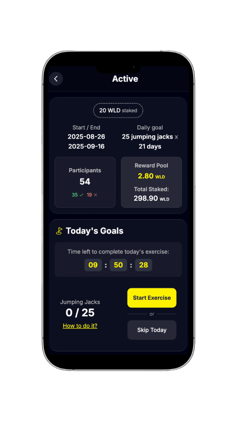 Squadletics app Challenge view